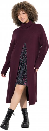 Ulla Popken Long Turtleneck Duster Sweater Plum - Mikiny & mikiny s kapucí - 