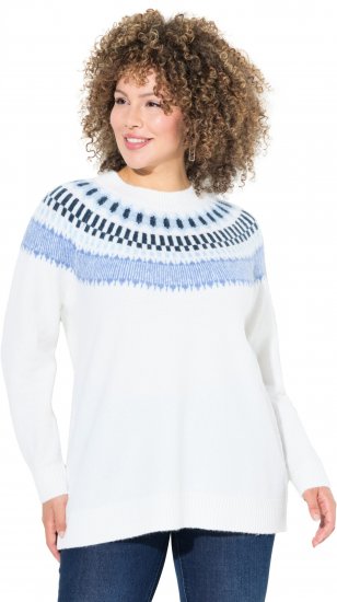 Ulla Popken Norwegian-Inspired Long Sleeve Knit Sweater Snow White - Mikiny & mikiny s kapucí - 