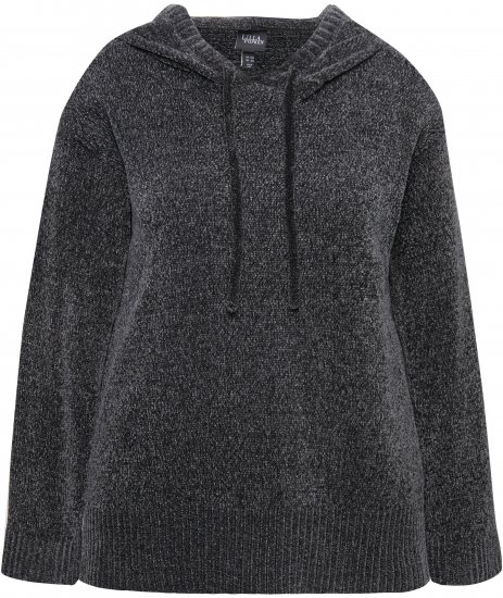 Ulla Popken Chenille Knit Hoodie Graphite Grey - Mikiny & mikiny s kapucí - 