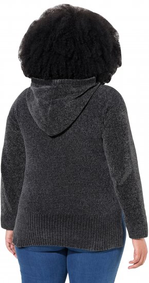Ulla Popken Chenille Knit Hoodie Graphite Grey - Mikiny & mikiny s kapucí - 