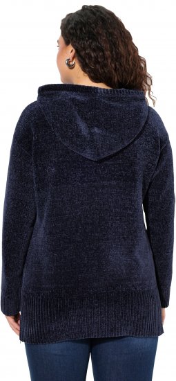 Ulla Popken Chenille Knit Hoodie Navy - Mikiny & mikiny s kapucí - 