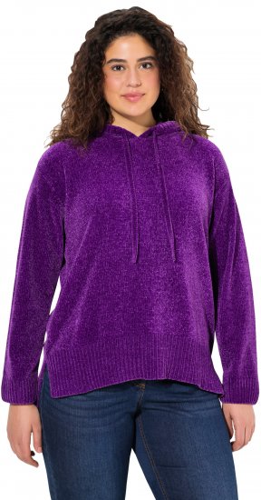 Ulla Popken Chenille Knit Hoodie Dark Purple - Mikiny & mikiny s kapucí - 
