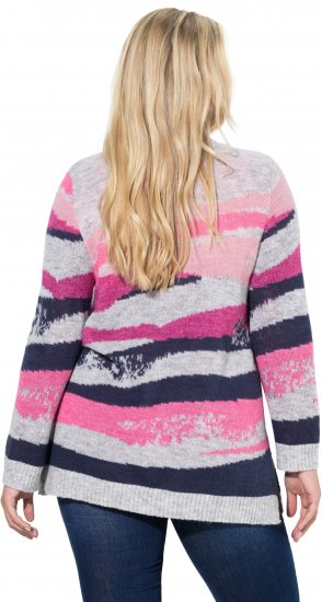 Ulla Popken Landscape Stripe Sweater Light Grey Melange - Mikiny & mikiny s kapucí - 