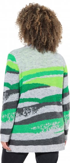 Ulla Popken Landscape Stripe Sweater Moss Green - Mikiny & mikiny s kapucí - 