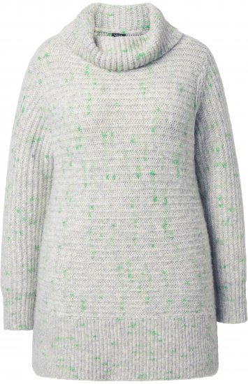 Ulla Popken Space Yarn Oversized Turtleneck Sweater Light Grey Melange - Mikiny & mikiny s kapucí - 