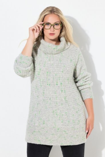 Ulla Popken Space Yarn Oversized Turtleneck Sweater Light Grey Melange - Mikiny & mikiny s kapucí - Pohodlné mikiny, hoodie a pleteniny