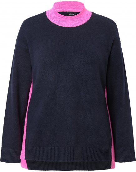 Ulla Popken Color Block Long Sleeve Sweater Ink Blue - Mikiny & mikiny s kapucí - 