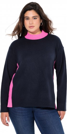 Ulla Popken Color Block Long Sleeve Sweater Ink Blue - Mikiny & mikiny s kapucí - 
