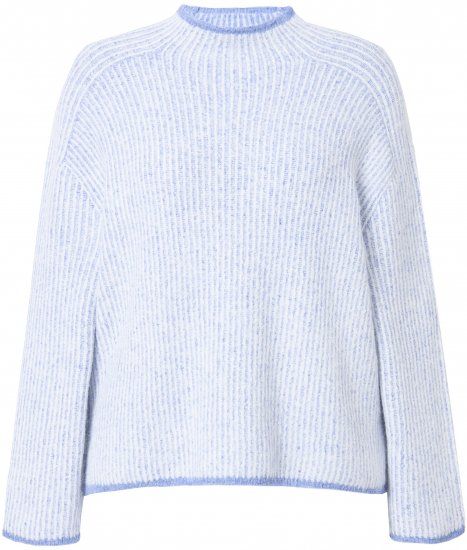 Ulla Popken Striped Wool Blend Turtleneck Sweater Sky Blue - Mikiny & mikiny s kapucí - 