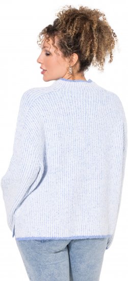 Ulla Popken Striped Wool Blend Turtleneck Sweater Sky Blue - Mikiny & mikiny s kapucí - 