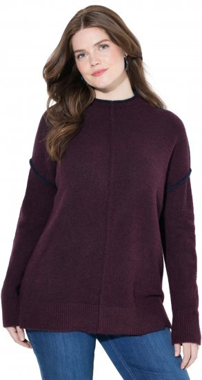 Ulla Popken Contrast Trim Long Sleeve Sweater Dark Ruby - Mikiny & mikiny s kapucí - 