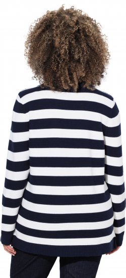 Ulla Popken Striped Polo Collar Long Sleeve Sweater Navy - Mikiny & mikiny s kapucí - 