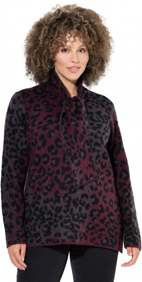 Ulla Popken Leopard Print Scarf Sweater Dark Ruby - Mikiny & mikiny s kapucí - 