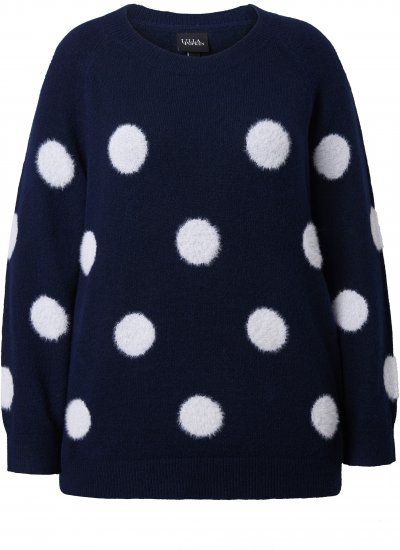 Ulla Popken Fluffy Polka Dot Sweater Ink Blue - Mikiny & mikiny s kapucí - 