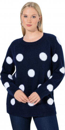 Ulla Popken Fluffy Polka Dot Sweater Ink Blue - Mikiny & mikiny s kapucí - 