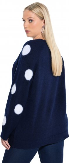 Ulla Popken Fluffy Polka Dot Sweater Ink Blue - Mikiny & mikiny s kapucí - 
