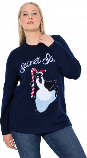 Ulla Popken Whimsical Holiday Sweater Navy - Mikiny & mikiny s kapucí - 