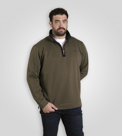 D555 Leicester 2 Quarter Neck Fleece Sweatshirt Khaki - Mikiny & mikiny s kapucí - Mikiny & Mikiny s kapucí 2XL-12XL