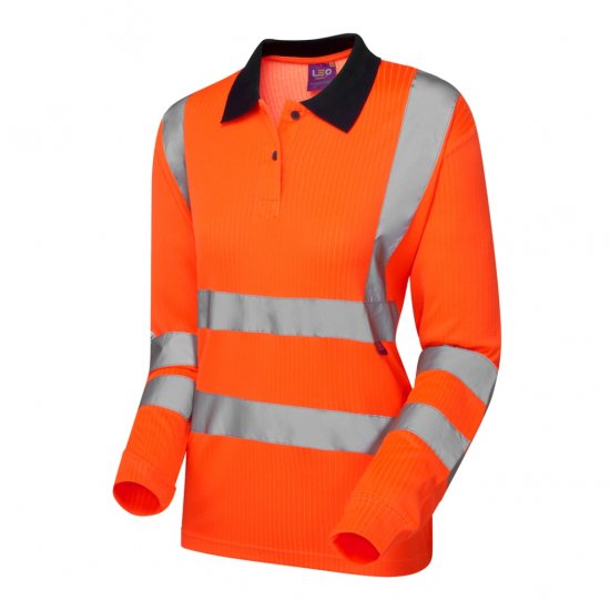 Leo Beaford EcoViz Comfort Women's Sleeved Polo Shirt Orange - Pracovní Oděvy - 