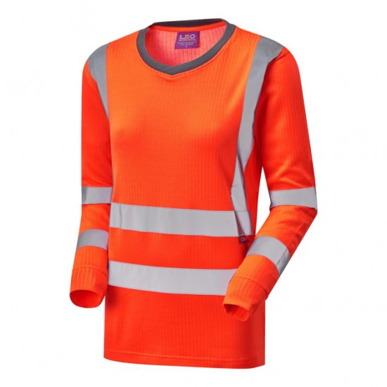 Leo Lydford EcoViz Comfort Women's Sleeved T-Shirt Orange - Pracovní Oděvy - 