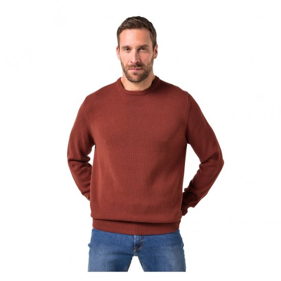 JP1880 Classic Round Neck Long Sleeve Sweater Brick Brown - Mikiny & mikiny s kapucí - Mikiny & Mikiny s kapucí 2XL-12XL