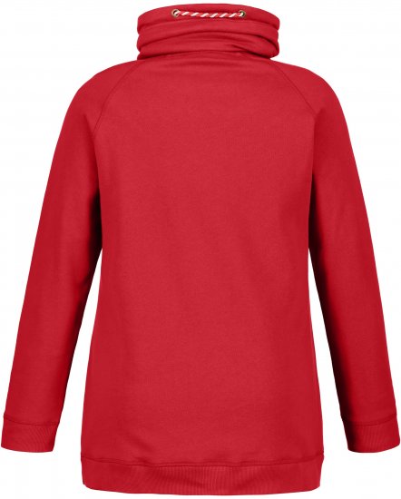 Ulla Popken Drawstring Collar Long Sleeve Sweatshirt Salsa Red - Mikiny & mikiny s kapucí - 