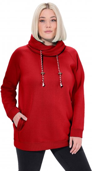 Ulla Popken Drawstring Collar Long Sleeve Sweatshirt Salsa Red - Mikiny & mikiny s kapucí - 