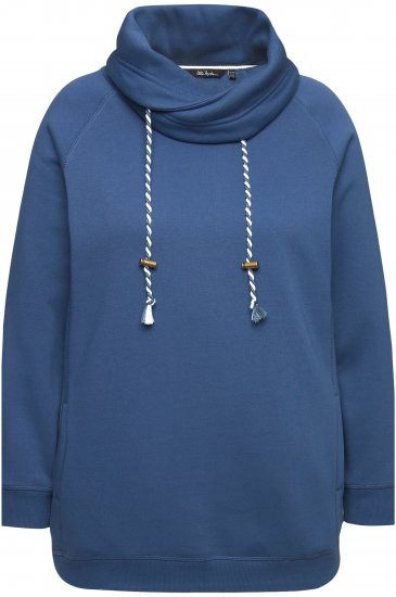 Ulla Popken Drawstring Collar Long Sleeve Sweatshirt Ink Blue - Mikiny & mikiny s kapucí - 