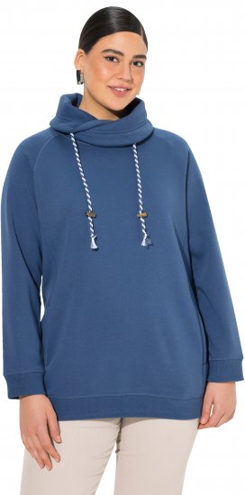 Ulla Popken Drawstring Collar Long Sleeve Sweatshirt Ink Blue - Mikiny & mikiny s kapucí - 