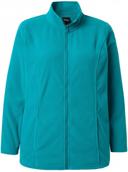 Ulla Popken Modular Fleece Zip Front Jacket Emerald - Mikiny & mikiny s kapucí - 