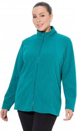 Ulla Popken Modular Fleece Zip Front Jacket Emerald - Mikiny & mikiny s kapucí - 