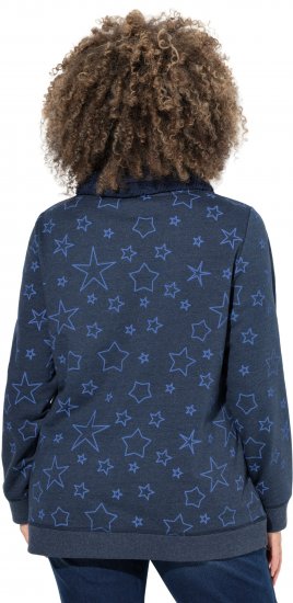 Ulla Popken Teddy Collar Printed Sweatshirt Navy - Mikiny & mikiny s kapucí - 