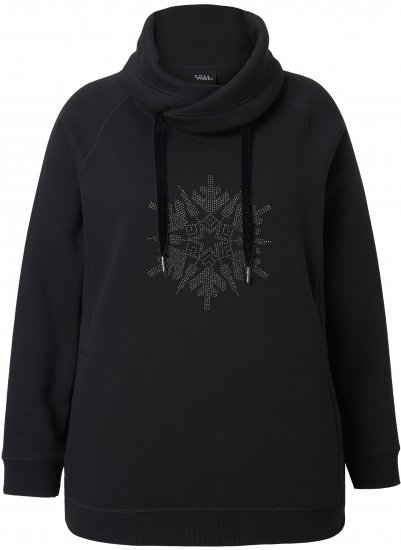 Ulla Popken Rhinestone Snowflake Turtleneck Sweatshirt Black - Mikiny & mikiny s kapucí - 