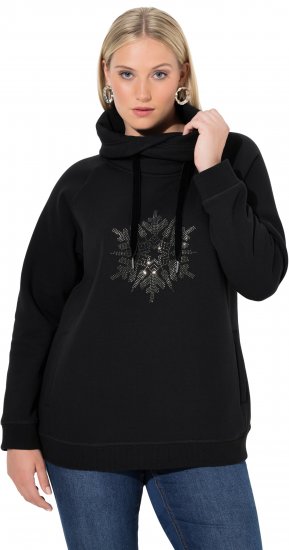Ulla Popken Rhinestone Snowflake Turtleneck Sweatshirt Black - Mikiny & mikiny s kapucí - 