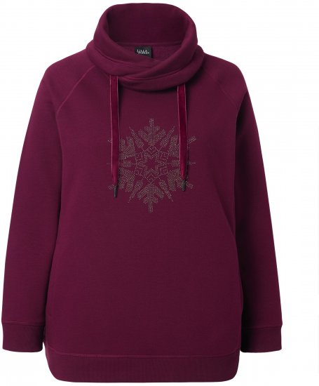 Ulla Popken Rhinestone Snowflake Turtleneck Sweatshirt Dark Ruby - Mikiny & mikiny s kapucí - 