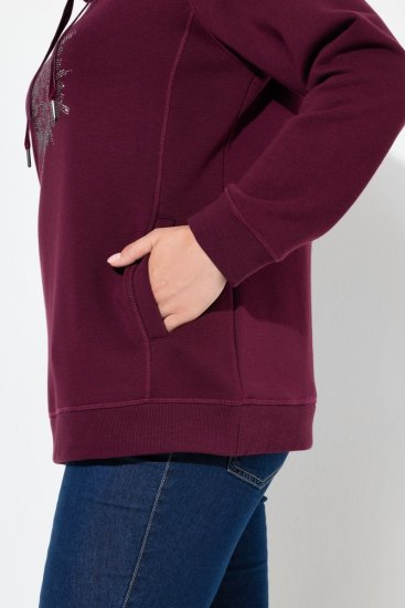 Ulla Popken Rhinestone Snowflake Turtleneck Sweatshirt Dark Ruby - Mikiny & mikiny s kapucí - Pohodlné mikiny, hoodie a pleteniny