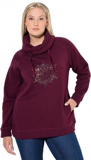 Ulla Popken Rhinestone Snowflake Turtleneck Sweatshirt Dark Ruby - Mikiny & mikiny s kapucí - 