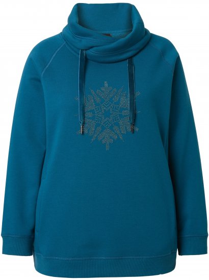 Ulla Popken Rhinestone Snowflake Turtleneck Sweatshirt Teal - Mikiny & mikiny s kapucí - 