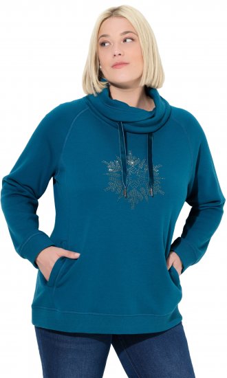 Ulla Popken Rhinestone Snowflake Turtleneck Sweatshirt Teal - Mikiny & mikiny s kapucí - 
