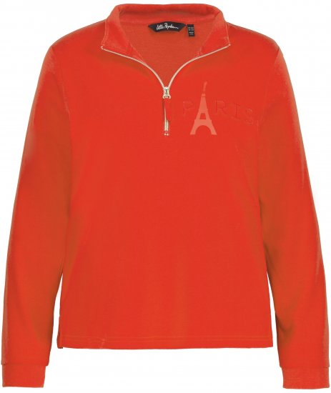 Ulla Popken PARIS Theme Zip Neck Sweatshirt Light Red - Mikiny & mikiny s kapucí - 