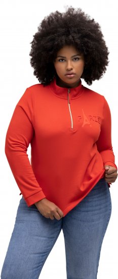 Ulla Popken PARIS Theme Zip Neck Sweatshirt Light Red - Mikiny & mikiny s kapucí - 