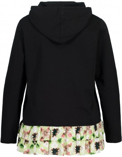 Ulla Popken Ruffle Hem A-line Fit Hooded Sweatshirt Black - Mikiny & mikiny s kapucí - 