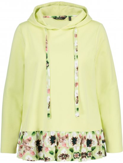 Ulla Popken Ruffle Hem A-line Fit Hooded Sweatshirt Lime Green - Mikiny & mikiny s kapucí - 