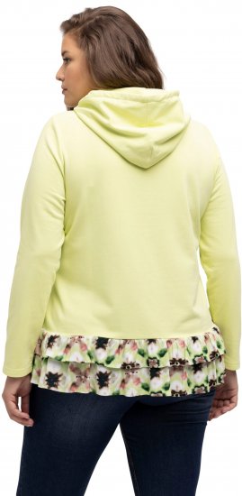 Ulla Popken Ruffle Hem A-line Fit Hooded Sweatshirt Lime Green - Mikiny & mikiny s kapucí - 