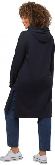 Ulla Popken Extra Long Abstract Graphic Hoodie Navy - Mikiny & mikiny s kapucí - 