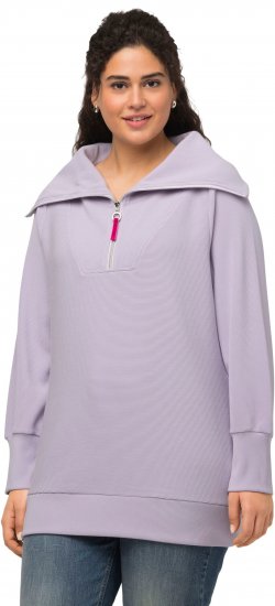 Ulla Popken Long Sleeve Troyer Collar Sweatshirt Pastel Lilac - Mikiny & mikiny s kapucí - 