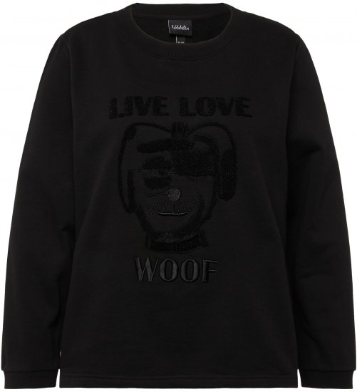 Ulla Popken Flock Print Long Sleeve Crew Neck Sweatshirt Black - Mikiny & mikiny s kapucí - 