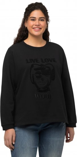Ulla Popken Flock Print Long Sleeve Crew Neck Sweatshirt Black - Mikiny & mikiny s kapucí - 