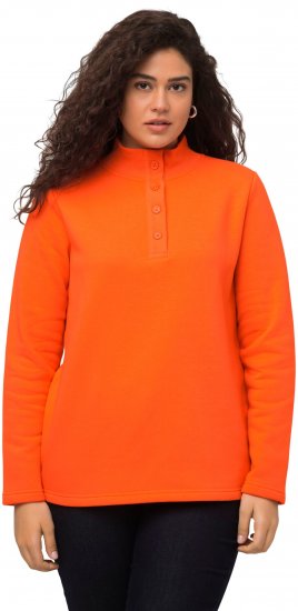 Ulla Popken Collared Long Sleeve Sweatshirt Tangerine - Mikiny & mikiny s kapucí - 