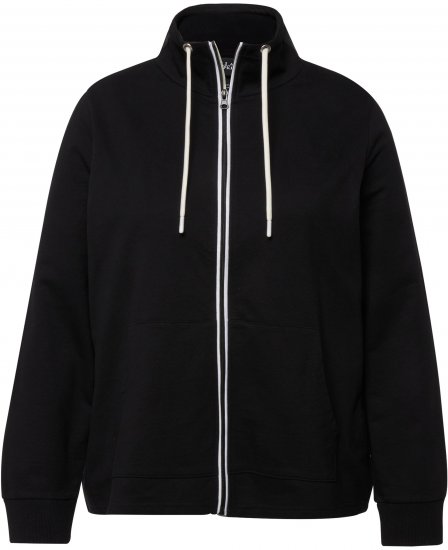 Ulla Popken Contrast Color Zip Up Sweatshirt Black - Mikiny & mikiny s kapucí - 